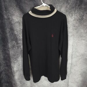 Nautica Shirt Sweater Medium Black Turtleneck  Long‎ Sleeve Casual Cotton Shirt